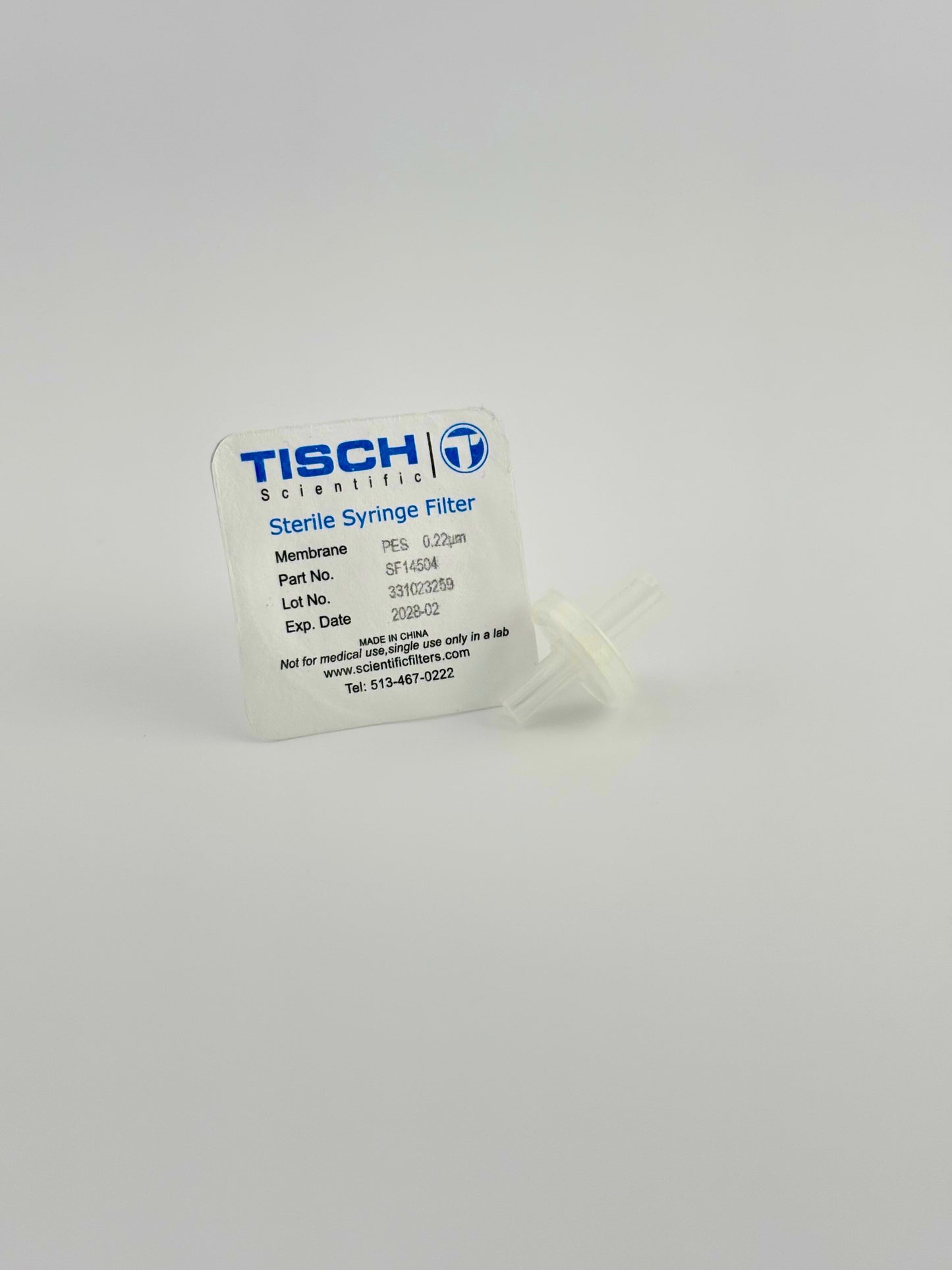 Tisch Scientific Filter Syringe .22μm PES 13mm - Sterile Individually Wrapped