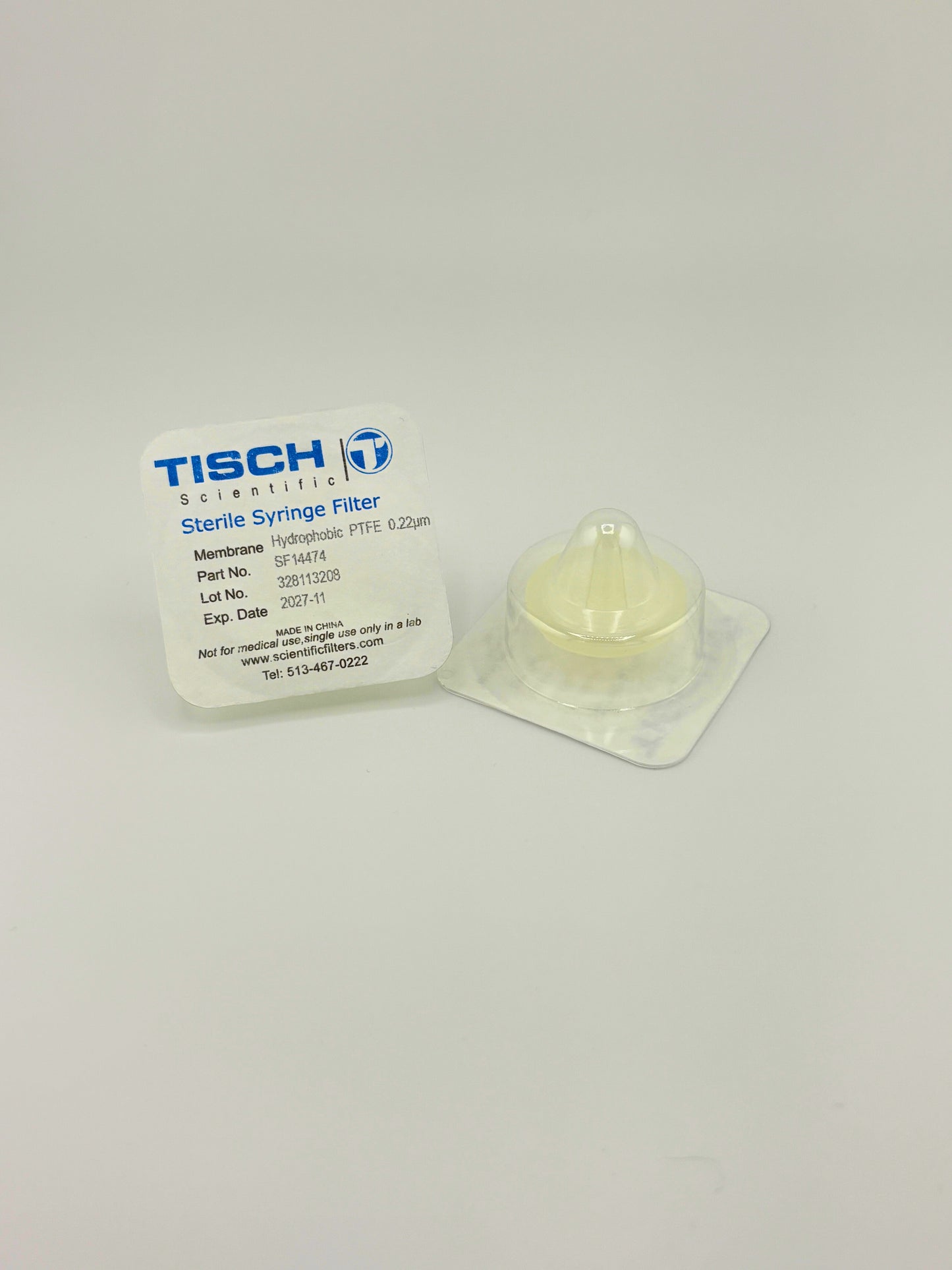 Tisch Scientific Filter Syringe .22μm PTFE 25mm - Sterile Individually Wrapped- EXP- 09/30/26