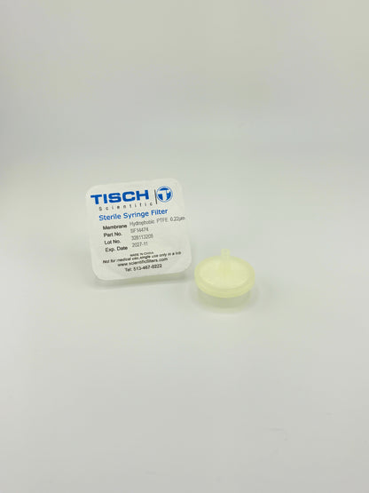 Tisch Scientific Filter Syringe .22μm PTFE 25mm - Sterile Individually Wrapped- EXP- 09/30/26
