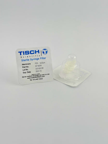 Tisch Scientific Filter Syringe .22μm PES 4mm - Sterile Individually Wrapped - EXP- 10/31/27
